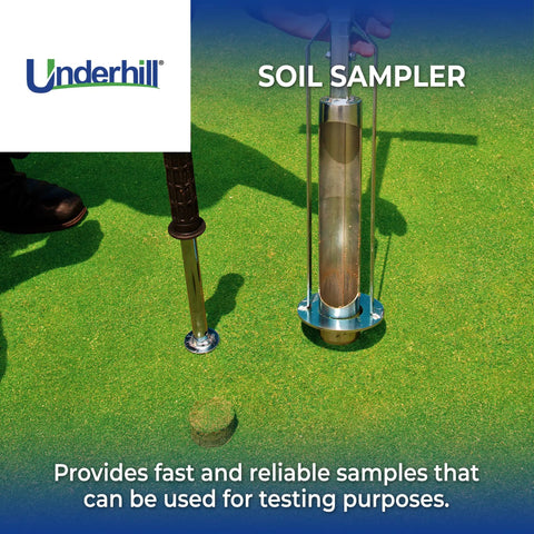T Handle Stainless Steel Soil Probe 2 Inch Core Sample Tool for Lawn and Turf Easy Deep Core Sampling in use on turf