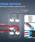 Wiring diagram for Blue Rock Lights Rocker Switch Kit With 5 Pin SPST On Off Toggle 20A 12V Blue LED Lights Easy Install Includes Jumper Wires Perfect For Off Road Marine And Vehicle Interior Lighting