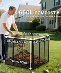Massive 172 Gallon Metal Wire Mesh Compost Bin For Outdoor Use With Waterproof Rust Proof Coating shown in garden setting