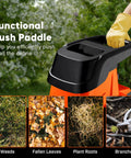 Functional push paddle of Beast Mode Wood Chipper Shredder For Yard Cleanup With 1800W Motor And 1.77 Inch Cut, shows debris types