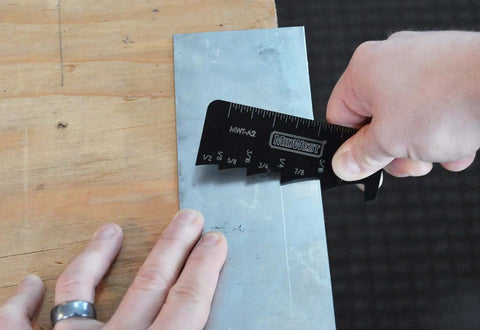 Marking And Measuring Scribe Tool With 10 Depth Presets From 1/8 Inch To 1 Inch For Metal Wood And Plastic, One Hand Use in action