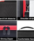 Close-up of Beefy Extra Large Hard Case For Milwaukee M12 M18 And 18V 20V Tool Batteries; features handle, strap, zipper.