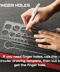 Precision Foam Cutting Kit For Custom Shadow Foam Organizers With Heavy Duty Utility Blades, using circular template for finger holes.