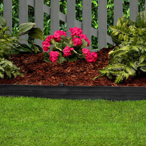 Heavy Duty Composite Landscape Edging With Anchoring Stakes, 4.5 Inch Straight Top Border, 40 Foot Kit, Black, Contractor Grade