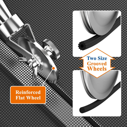 Heavy Duty Screen Roller Tool Kit For Window And Door Screens Stainless steel reinforced flat and grooved wheel system
