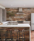 Modern kitchen with Precept Single Handle Kitchen Faucet With Side Sprayer In Stainless, wood accents, and stainless appliances.