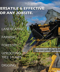 Industrial Grade Stump Bucket Attachment For Skid Steer With Serrated Edge And AR400 Tip Heavy Duty Root Grapple in use