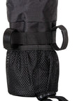 Black Bike Stem Bag With Insulated Pouch for Snacks and Water Bottle Storage, Grab and Go One Hand Access Handlebar Mount, black mesh.
