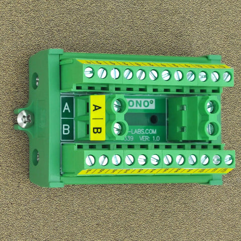 Top view of Two Row 2x12 Position Screw Terminal Block Distribution Module 30A 300V with screw mount A and B channels visible.