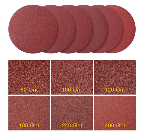 12 Inch Sanding Discs Set With 60 Pieces Grits 80 100 120 180 240 400 Aluminum Oxide Self Stick Adhesive Discs Display