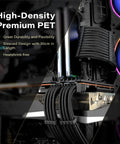 Sleeved PSU Cable Extension Kit For PC Builds With Nylon Braided Wires installed in case