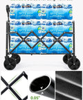 Heavy Duty Folding Wagon Cart With Wheels carrying water, showcasing sturdy frame and 220 lb capacity, outdoor hauling utility.