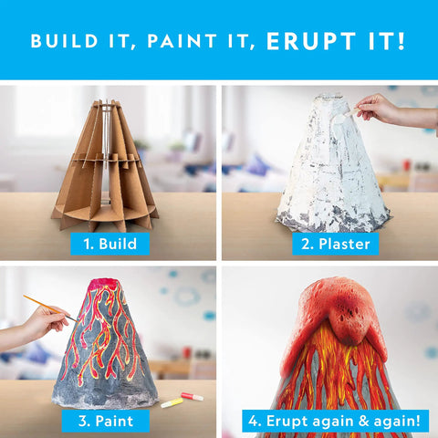 Massive Volcano Science Kit For Kids Ages 8 To 12 With A Giant Two Foot Erupting Volcano Easy Setup Realistic Experiments Perfect For Science Fair Projects And Hands On Learning built, plastered, painted, and erupting