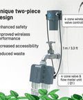 Four Zone Wireless Water Timer And Gateway System With Built In Valves And Flow Meters For Precise Garden Irrigation, No Fuss Zone Control, Remote Scheduling, And Smart Hose Timers. 1 m setup with 4-zone valve and flow meter unit.