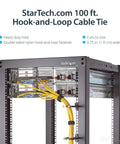 100 Ft Hook And Loop Cable Tape Roll Cut To Size Reusable Cable Ties Bulk Industrial Wire Fastener Tape Adjustable Fabric Wraps Black Ideal For Cable Management And Reducing Waste A Real Workhorse For Pro Setups shown securing cables in a server rack