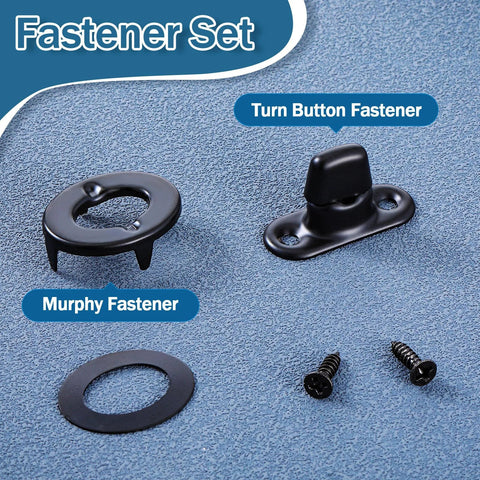 Canvas Twist Lock Fastener Kit 20 Sets With Turn Button Fasteners Eyelet And Stud Mounting Screws shown on blue fabric