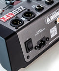 Back view of Six Channel Compact Live Mixer with Guitar DI High Impedance Inputs and GS Pre Preamps Durable Metal Chassis