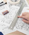 Stainless Steel 12 Inch Metal Ruler With Non Slip Cork Back Inch And Metric Graduations Pro Grade Crafting Tool for precise lines.
