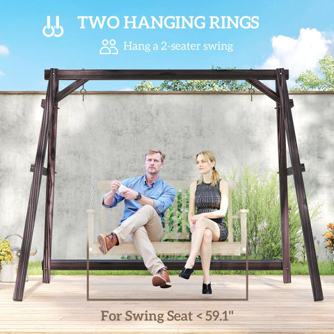 Heavy Duty A Frame Wooden Swing Stand With Reinforced Bars For Outdoor Porch Garden And Yard Supports Up To 770 Lbs