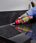 Applying Waterproof And Weatherproof Hybrid Polymer Caulk For Indoor Outdoor Use Paintable Sealant That Adheres To Wet Or Dry Surfaces No Caulk Gun Needed With Adjustable Flow Nozzle Clear 6.6 Oz 1 Pack to kitchen countertop seam