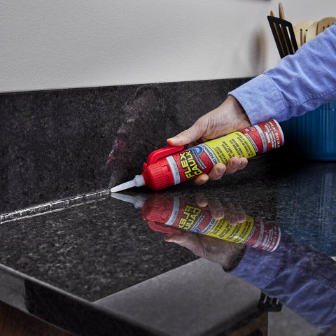Applying Waterproof And Weatherproof Hybrid Polymer Caulk For Indoor Outdoor Use Paintable Sealant That Adheres To Wet Or Dry Surfaces No Caulk Gun Needed With Adjustable Flow Nozzle Clear 6.6 Oz 1 Pack to kitchen countertop seam