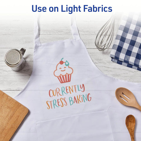 Apron with cupcake design made using Printable Heat Transfer Paper For Light Fabrics That Works With Inkjet Printers, 8.5x11, Easy Iron On