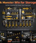 Beefed Up Heavy Duty Power Tool Organizer Wall Mount With Four Layer Drill Holder And Garage Tool Rack Alloy Steel Wall Shelf For Cordless Drill Charging Station And Accessories Ultra Durable Metal Storage Solution