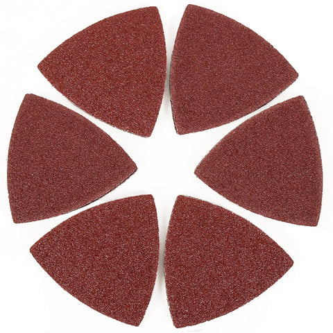 Triangle Sanding Pads 100 Pack For 3-1/8 Inch Oscillating Multi Tool Hook And Loop Sandpaper Set For Woodworking Pro Grade Grits 40 60 80 120 180 240 80mm Triangular Pads With Durable Alumina Abrasive