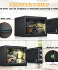 Fingerprint Fireproof Home Safe with removable shelf for cash, jewelry, and valuables with biometric lock, 1.0 cubic feet capacity.