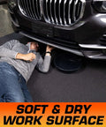 Oil Spill Mat For Garage Floor Protection No Mess Absorbent And Reusable Washable Floor Mat 30x59 Inches with Waterproof Backing in use