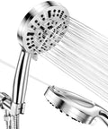 10 Mode Handheld Shower Head Set With Bangin High Pressure Flow 59 Inch Stainless Steel Hose Adjustable Brass Bracket All Chrome Finish
