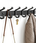 Wall Mounted Heavy Duty Metal Coat Rack With Six Hooks For Coats Hats Bags Robes Keys And Towels Entryway Mudroom Or Closet Organizer In Rust Resistant Black Finish with keys and coat hanging