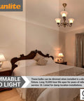Bedroom with elegant interior lighting featuring Upgrade Your Fixtures With A Dimmable A19 LED Bulb 14W 100W Equivalent 1500 Lumens GU24 Twist And Lock Base UL Listed Enclosed Fixture Rated 5000K Daylight 6 Pack Cool To The Touch No Fuss Dimming.