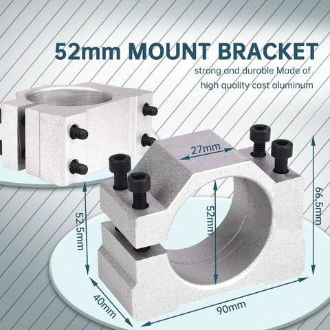52mm cast aluminum bracket for Beefy 500W CNC Air Cooled Spindle Motor With ER11 Chuck 12000 RPM, AC 110 220V Universal Speed Controller