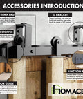 Rustic Black Double Track Bypass Sliding Barn Door Hardware Kit For Two Doors 20ft Flat Track With U Shape Brackets And T Shape Rollers accessories