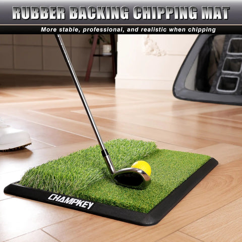 Double Sided Golf Chipping Net with Practice Mat and 12 Foam Balls for Indoor and Outdoor Golf Training with dual turf mat