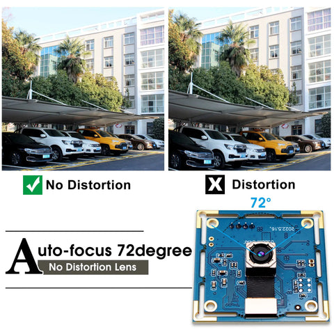 Comparison of car images showing no distortion with 8MP USB Camera With Autofocus For PC, Raspberry Pi And Laptop, IMX179 sensor.