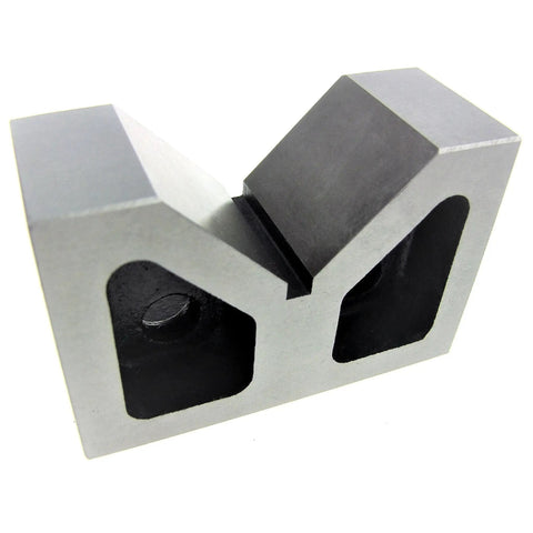 Heavy Duty Cast Iron V Block Set Workhorse For Metalworking, Matched Pair, V Groove 2-1/4 Inch Wide, 1-5/8 Inch Depth, 2-5/8 Inch Length, Machined Square And Parallel For Precision, Distortion Resistant And Built To Last, angled view