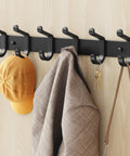 Wall Mounted Heavy Duty Metal Coat Rack With Six Hooks For Coats Hats Bags Robes Keys And Towels Entryway Mudroom Or Closet Organizer In Rust Resistant Black Finish