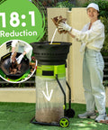 Person using Bladeless Leaf Shredder And Mulcher With 15 Amp 9000 RPM Motor Delivers 18 To 1 Reduction For Easy Yard Cleanup Tool Free Line Changes Includes 20 Extra Nylon Cutting Lines No Blades For Safer Mess Free Mulching