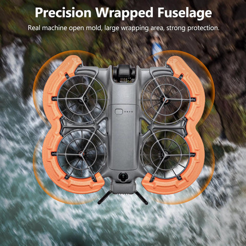 Orange EVA Propeller Guard For DJI Neo 2 Drone with anti-collision height increase, shock absorbing protection, top view.