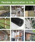 Heavy Duty 24 Inch By 100 Foot Black Hardware Cloth With One Inch Square Mesh used in various settings including fencing and gardening.