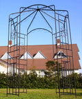 Steel Garden Arch For Climbing Plants, 8 Feet High By 5 Feet 2 Inches Wide, Outdoor Yard Arbor With Weather Resistant Black Epoxy Finish
