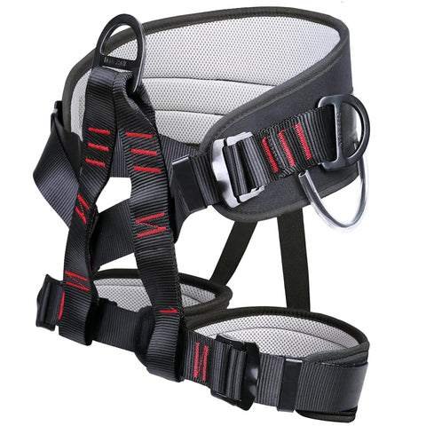 Adjustable Thickness Half Body Climbing Harness For Fire Rescue Caving Rock Climbing Rappelling And Tree Work Built Tough Waist Safety Belt With Comfort Fit Four Gear Hooks Durable Polyester Webbing