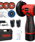 Brushless Cordless Angle Grinder Kit 800W with LED Display, 19,500 RPM, Dual 16.8V 2000mAh Batteries, accessories included