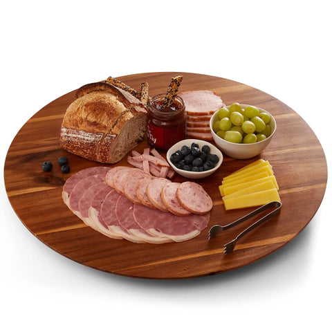 21 Inch Acacia Wood Lazy Susan For Tabletop Giant Round Turntable Serving Tray Next Level Charcuterie And Cheese Boards Platter