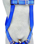 Blue Three Point Safety Harness With Back D Ring Pass Through Leg Straps X Large 310 Pound Capacity displayed on mannequin