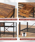 All In One 3D Printer Workstation with Filament Storage, Metal Table, Drawer, and Power Hub featuring wooden storage drawer and steel frame