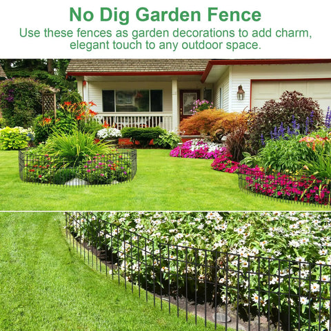 No Dig Garden Fence 27 Ft Long With 20 Panels 13 Inch High Rustproof Metal Stakes Outdoor Border Fence for garden decoration