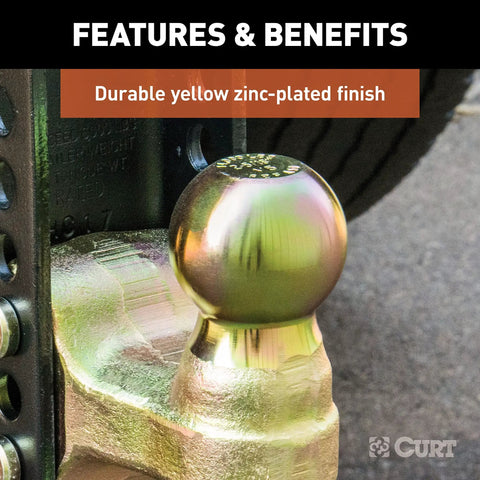 Close-up of Dual Ball Adjustable Hitch Mount with 2 Inch Shank, zinc-plated 2-5/16 inch ball, for Trailer Leveling